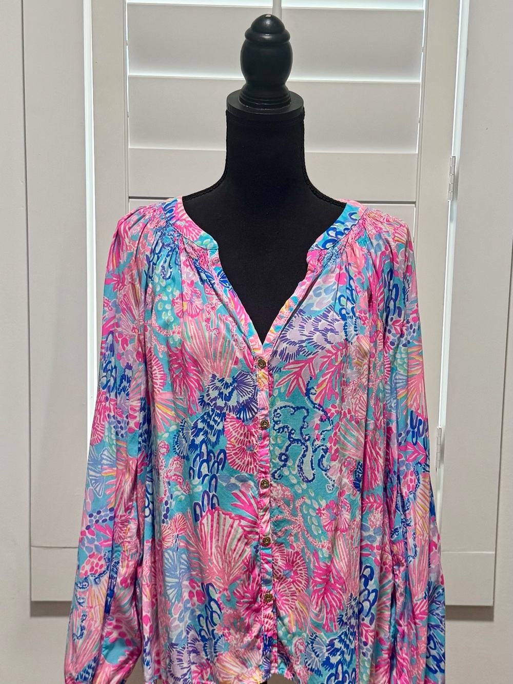 Lilly Pulitzer Pink & Blue Printed Top